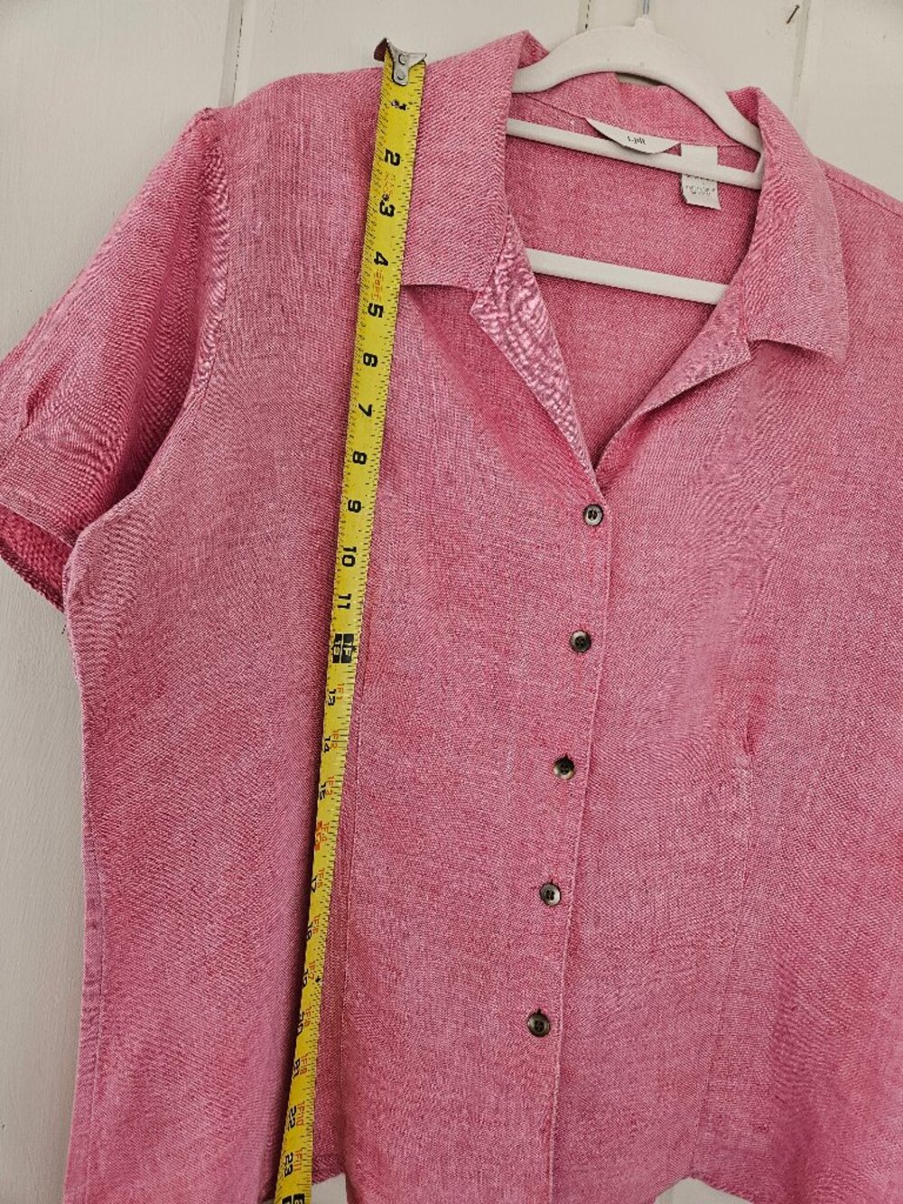 J. Jill Soft Red  100% Linen Button Down Blouse Sz Large - Picture 12 of 12